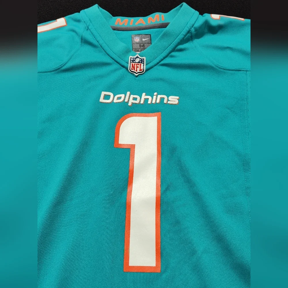 Nike Youth Miami Dolphins Tua Tagovailoa #1 Aqua Game Jersey Youth Medium 10/12 - Picture 2 of 13